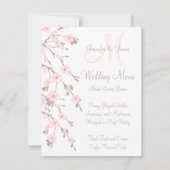 Kersenbloesem Bruiloft Diner Menu Kaarten Voorzijd (Achterkant)