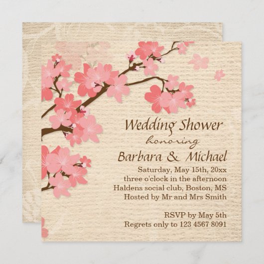 Kersenbloesem bruiloft Douche Uitnodiging (Voorkant / Achterkant)