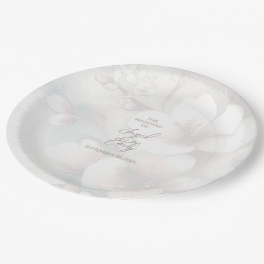 Kersenbloesem bruiloft gepersonaliseerd papier Bor Papieren Bordje (Gekanteld)