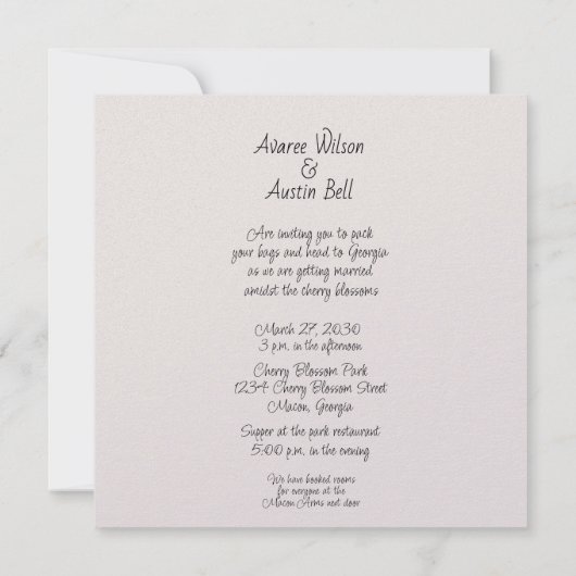 Kersenbloesem bruiloft in Georgië Kaart (Achterkant)
