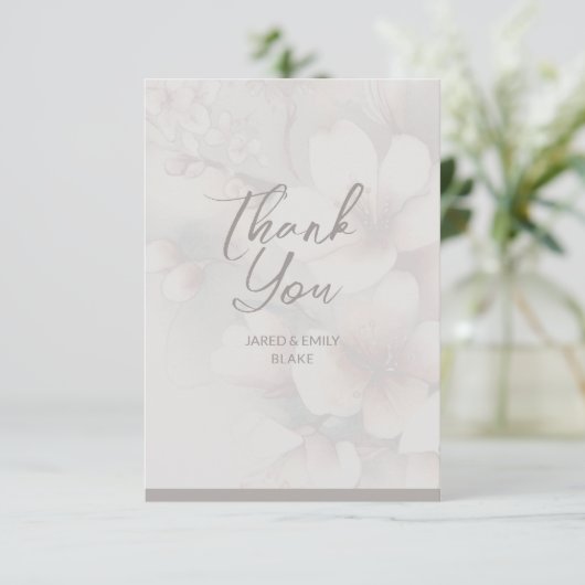Kersenbloesem bruiloft monogram dank je kaart (Staand voorkant)