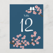 Kersenbloesem bruiloft (Navy) Tafelnummer (Voorkant)