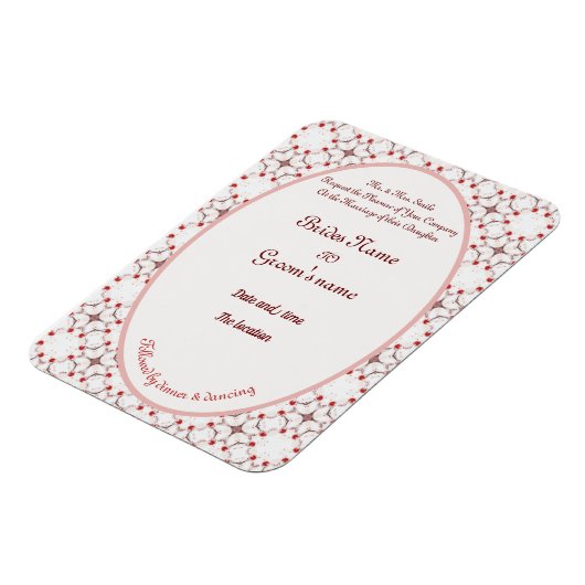 kersenbloesem bruiloft rood en witte elegant invit magneet (Linkerzijde)