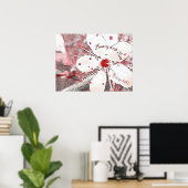 kersenbloesem - bruiloft rood en witte elegantsaku poster (Thuiskantoor)