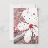 kersenbloesem bruiloft rood met witte elegant kaart (Achterkant)