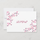 Kersenbloesem Bruiloft Roze Wit RSVP Kaart (Achterkant)