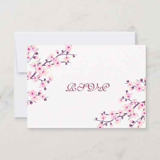 Kersenbloesem Bruiloft Roze Wit RSVP Kaart (Achterkant)