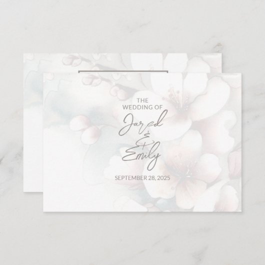 Kersenbloesem Bruiloft RSVP Kaartje (Voorkant / Achterkant)