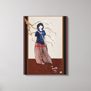 kersenbloesem bruine versie canvas afdruk