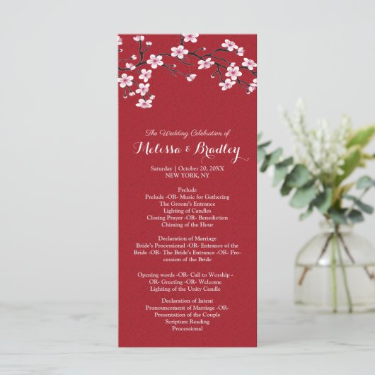 Kersenbloesem ceremonie Programma Programmakaart (Staand voorkant)