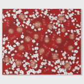 Kersenbloesem Chinees Bruiloft Initialen Cadeaupapier (Vlak)