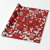 Kersenbloesem Chinees Bruiloft Initialen Cadeaupapier (Uitgerold)