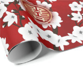 Kersenbloesem Chinees Bruiloft Initialen Cadeaupapier (Rol Hoek)