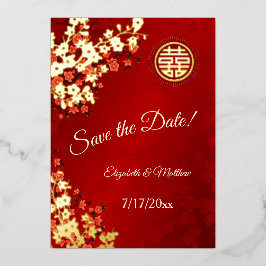 Kersenbloesem Chinees Huwelijk Save The Date Folie Uitnodiging