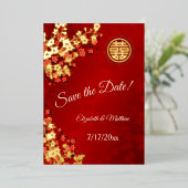Kersenbloesem Chinees Huwelijk Save The Date Folie Uitnodiging (Staand Voorkant)