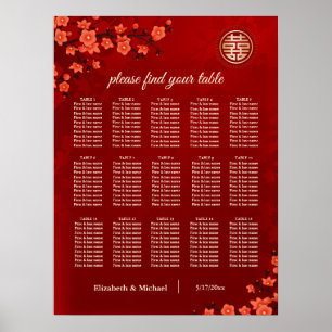 Kersenbloesem Chinese bruiloft zitgrafiek Poster