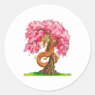 Kersenbloesem Chinese Draak Chinees Nieuwjaar 202 Ronde Sticker