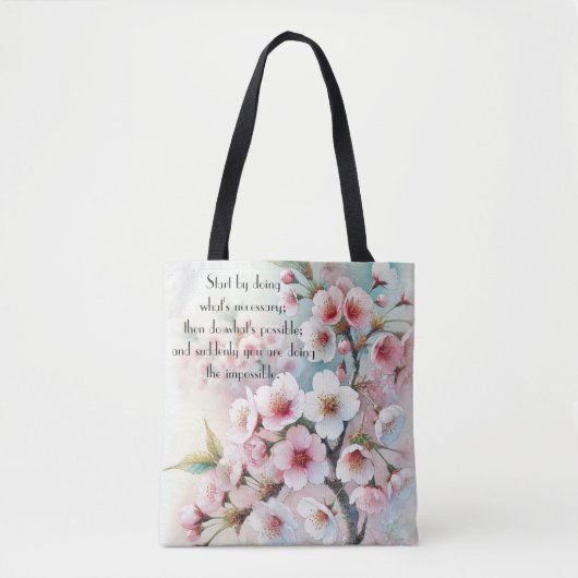 Kersenbloesem & citaat tote bag (Voorkant)