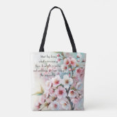 Kersenbloesem & citaat tote bag (Achterkant)