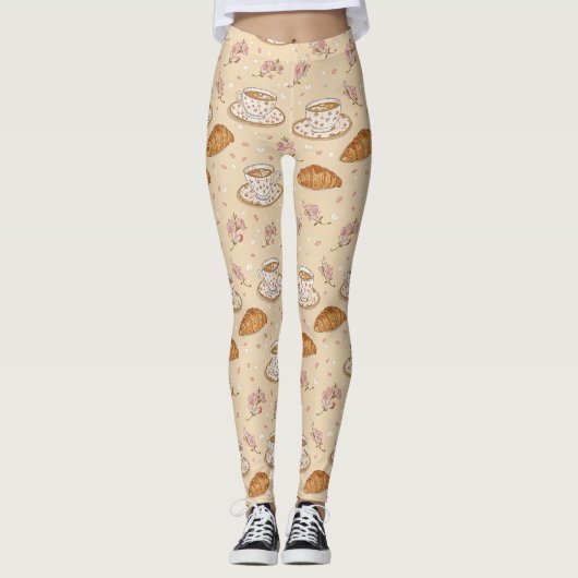 Kersenbloesem Coffee Cozy Patroon (2) Leggings (Voorkant)