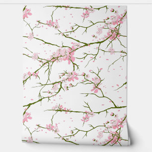 Kersenbloesem Custom Sakura Roze Bloemen Custom Behang