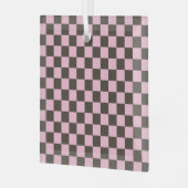 Kersenbloesem dambordpatroon glas ornament (Voorkant links)