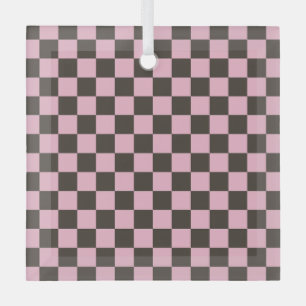 Kersenbloesem dambordpatroon glas ornament
