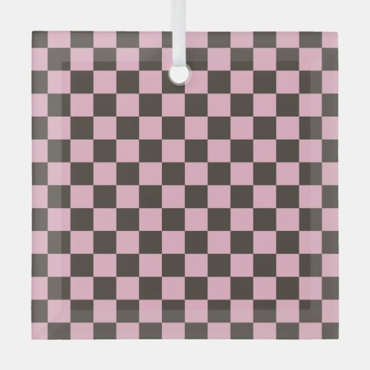 Kersenbloesem dambordpatroon glas ornament (Voorkant)