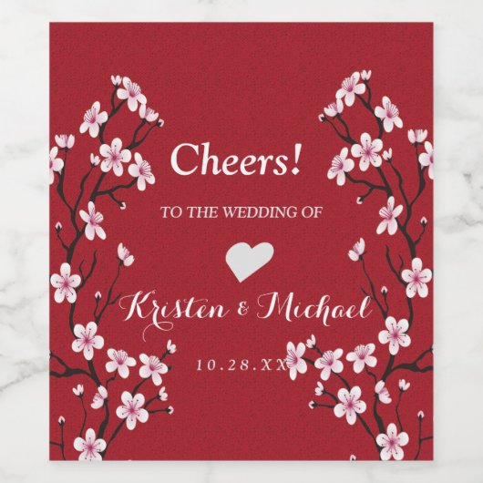 Kersenbloesem De Trouwwijn Wijn Etiket (Enkel label)