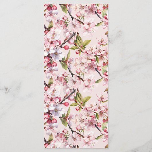 Kersenbloesem Elegante Roze Bloemen Huwelijk Menu (Achterkant)