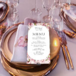 Kersenbloesem Elegante Roze Bloemen Huwelijk Menu<br><div class="desc">Een prachtig zacht roze en wit bloemig huwelijksmenu, versierd met delicate waterverf kersenbloesemtakken, die een sierlijk en botanisch gevoel geven aan uw feest. Het ontwerp zet de toon voor een romantische en onvergetelijke dag die de tijdloze schoonheid van de lente belichaamt met zijn zachte roze bloemen en doordachte details. Perfect...</div>