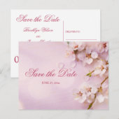 Kersenbloesem Elegante Save The Date-ansichtkaart Aankondigingskaart (Voorkant / Achterkant)
