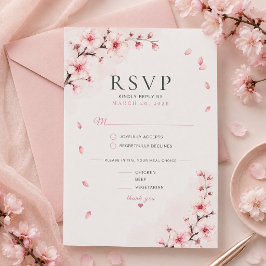 Kersenbloesem Elegantie Huwelijks RSVP Kaart