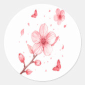 Kersenbloesem Elegantie Ronde Sticker (Voorkant)