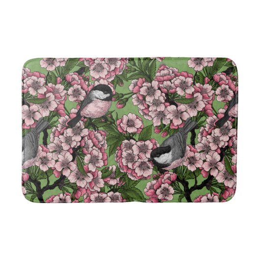 Kersenbloesem en kikkervisjes op groen badmat (Voorkant)