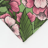 Kersenbloesem en kikkervisjes op groen fleece deken (Hoek)