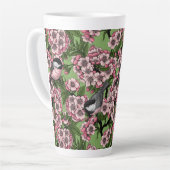 Kersenbloesem en kikkervisjes op groen latte mok (Linkerhoek)