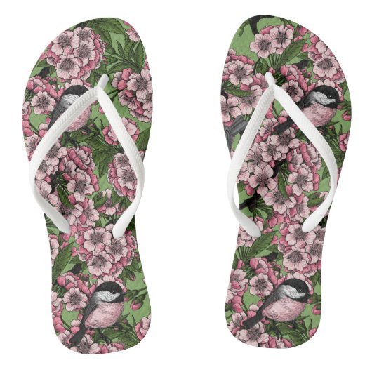 Kersenbloesem en kikkervisjes op groen teenslippers (Voetbed)