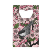 Kersenbloesem en kikkervisjes op roze creditkaart flessenopener (Achterkant)