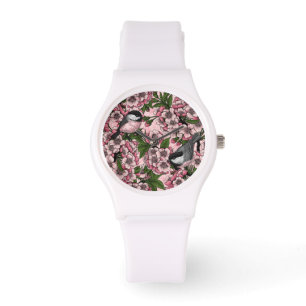 Kersenbloesem en kikkervisjes op roze horloge