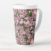 Kersenbloesem en kikkervisjes op roze latte mok (Rechterhoek)