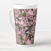 Kersenbloesem en kikkervisjes op roze latte mok (Linkerhoek)