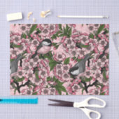 Kersenbloesem en kikkervisjes op roze tissuepapier (Craft)