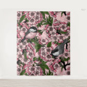 Kersenbloesem en kikkervisjes op roze wandkleed (Voorkant)