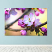 Kersenbloesem en knoppen in de schaduw van een boo canvas afdruk (Insitu (Houten vloer))