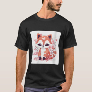 Kersenbloesem En Rode Panda Print Huisdecoratie T-shirt