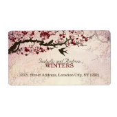 Kersenbloesem en Tortelduifjes Etiket (Voorkant)