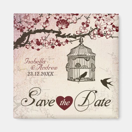 Kersenbloesem en Tortelduifjes Magneet (Voorkant)