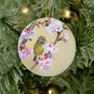 Kersenbloesem en Zanger Keramisch Ornament
