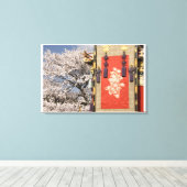 Kersenbloesem en zijdebanden canvas afdruk (Insitu (Houten vloer))